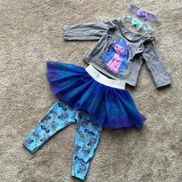 My Little Pony Long Sleeve, Leggings, Tutu, Headbands 3-Piece Outfit Size: 12M - Picture 13 of 13